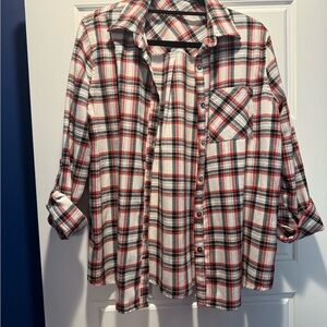 Red and Black Plaid Button Down Shirt